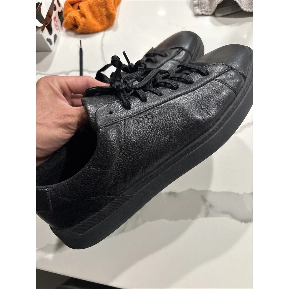 hugo boss black leather sneakers Size 12